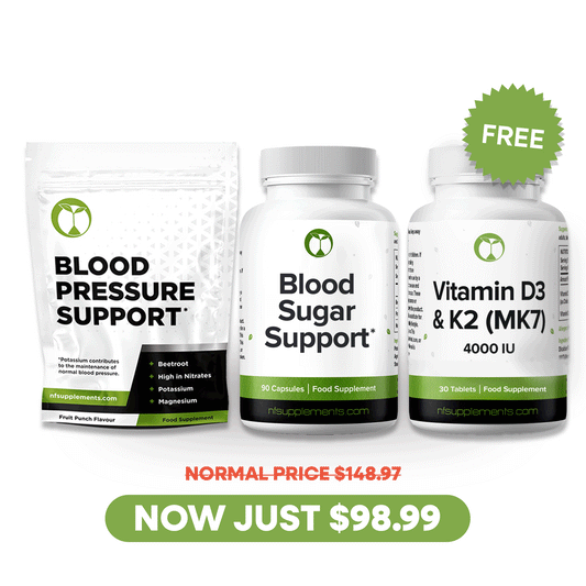 Blood Health Support Bundle + Free Vitamin D3 & K2 - Lower Blood Pressure & Balance Blood Sugar