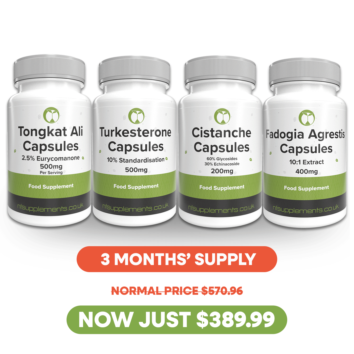 Bestsellers Bundle - Tongkat Ali, Fadogia, Turkesterone & Cistanche - 3 Months' Supply