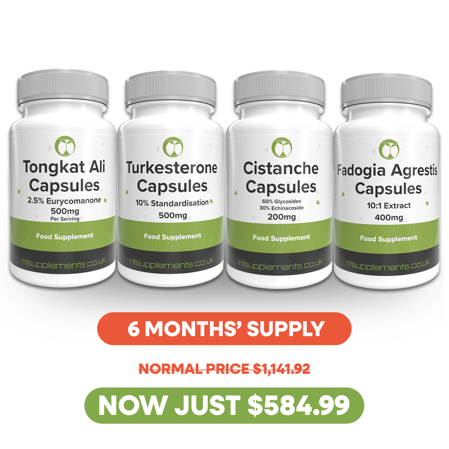 Bestsellers Bundle - Tongkat Ali, Fadogia, Turkesterone & Cistanche - 6 Months' Supply